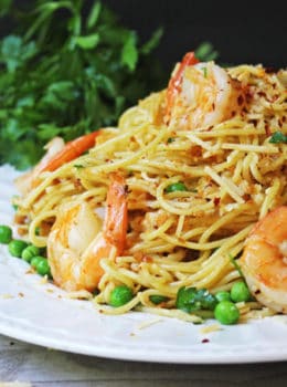 Shrimp Scampi Pasta with Parmesan & Peas - Dinner, then Dessert