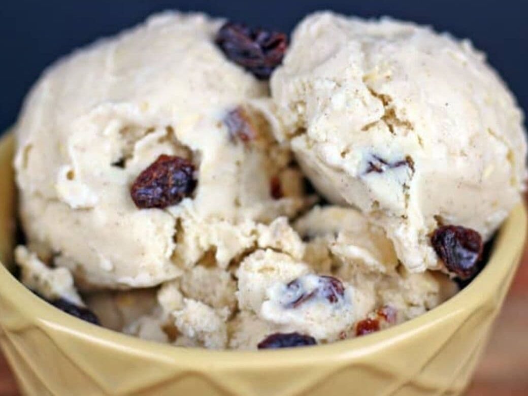 bowl of raisin ice cream