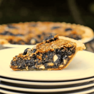 Pie on stack of plates