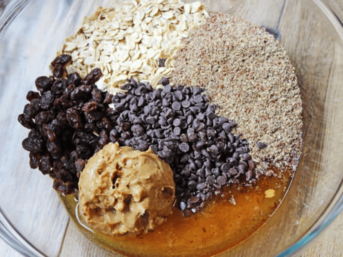 All the ingredients in a bowl ready to mix