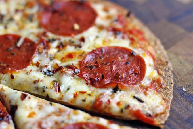 Weight Watchers Pepperoni Pizza baked on a whole wheat tortilla with melty mozzarella and pepperoni, this pizza is one of the most satisfying ways you can enjoy a 6 point meal!Â 