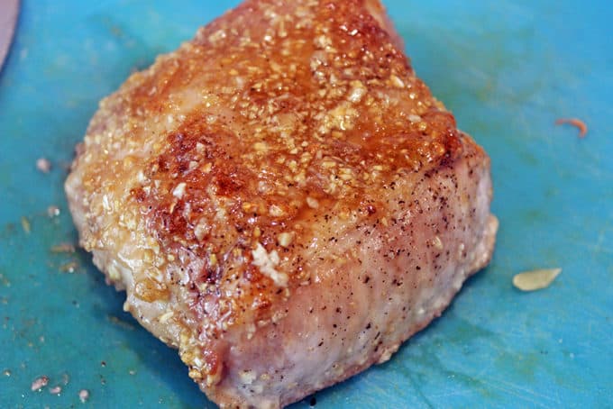 Brown Sugar Garlic Pork on cutting board