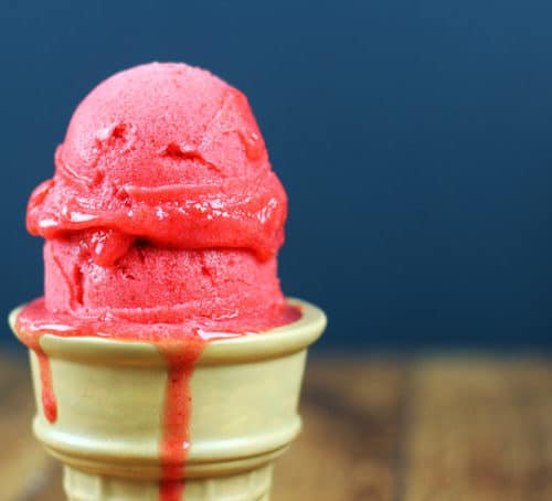 The most perfect, simple, 3 ingredient strawberry sorbet. Sweet, refreshing, tart and creamy, this recipe will not disappoint you and will keep you from ever buying it again.