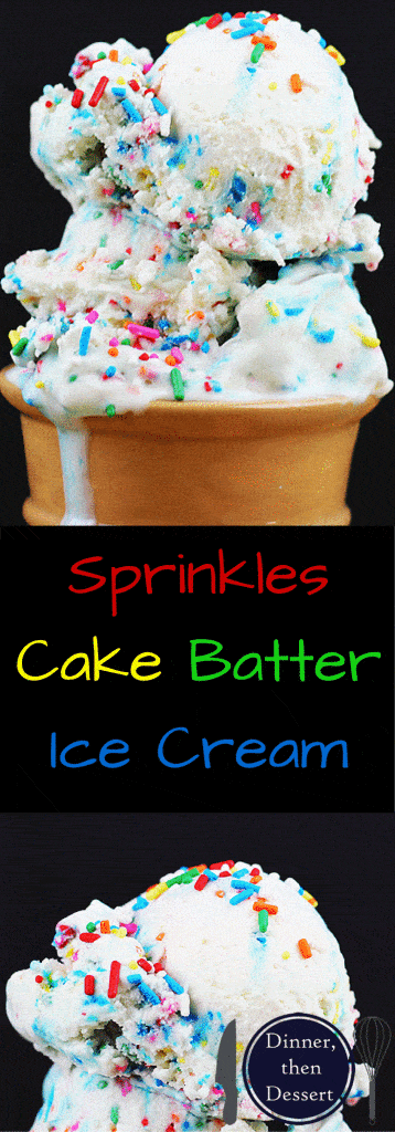pinterest collage of white ice cream with colorful sprinkles