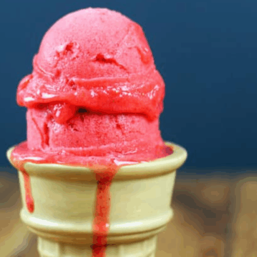 sorbet in a cone that is starting to melt