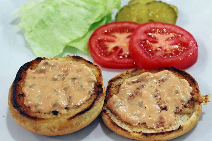 The burger that has become a legend, the In-N-Out Double Double - Animal Style, with a homemade fry sauce, caramelized onions and mustard grilled patty. dinnerthendessert.com