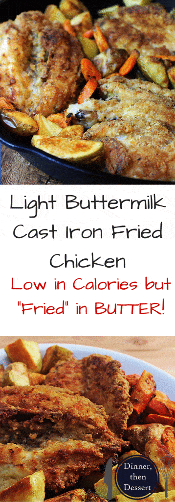 Crunchy Buttermilk Oven Fried Chicken that is made with skinless chicken breast and coated in saltines makes for the most surprising, amazing "fried" chicken you'll eat. The fact that it is both a "light" recipe and cooked in butter makes it truly AMAZING.