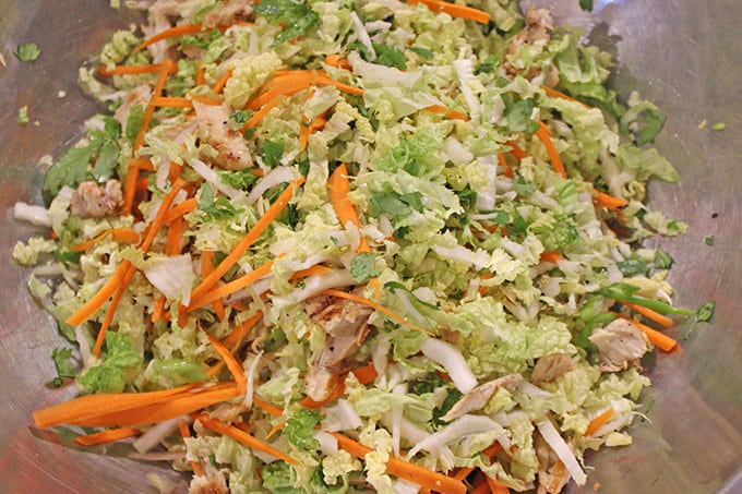 Adding Chinese Chicken Salad dressing to Chinese Chicken Salad