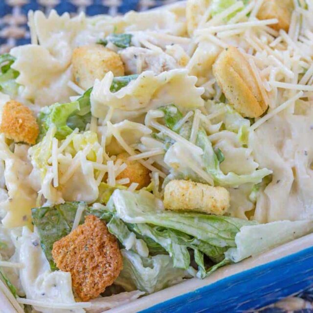 platter of Chicken Caesar Pasta Salad