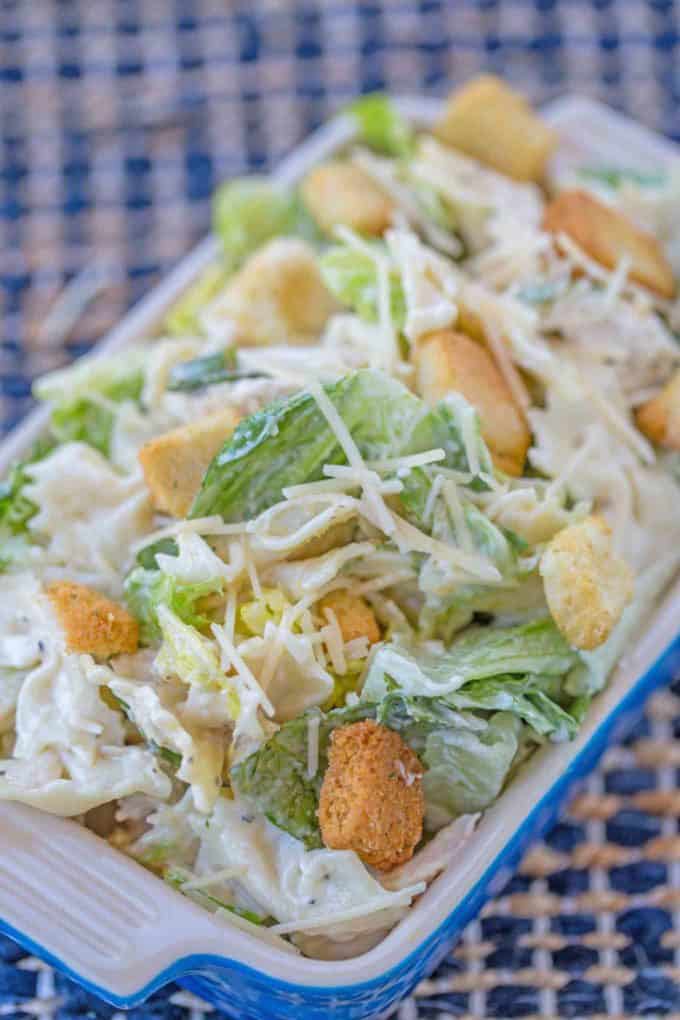 Chicken Caesar Pasta Salad Dinner, then Dessert