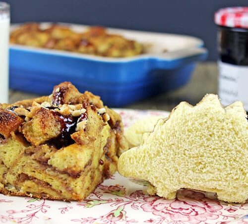 plate with peanut butter and jelly bread