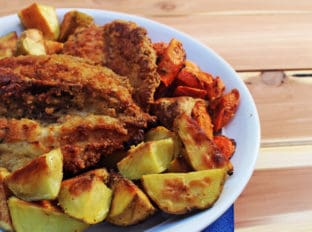 Crunchy Buttermilk Oven Fried Chicken that is made with skinless chicken breast and coated in saltines makes for the most surprising, amazing "fried" chicken you'll eat. The fact that it is both a "light" recipe and cooked in butter makes it truly AMAZING.