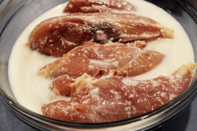 Raw chicken in buttermilk