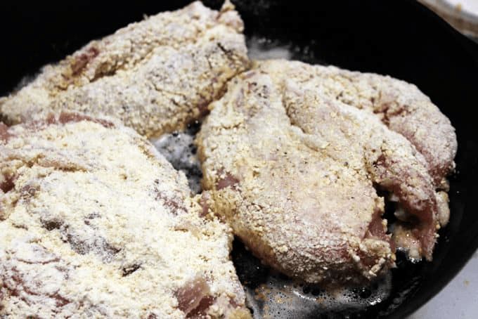 chicken coated in flour and saltines