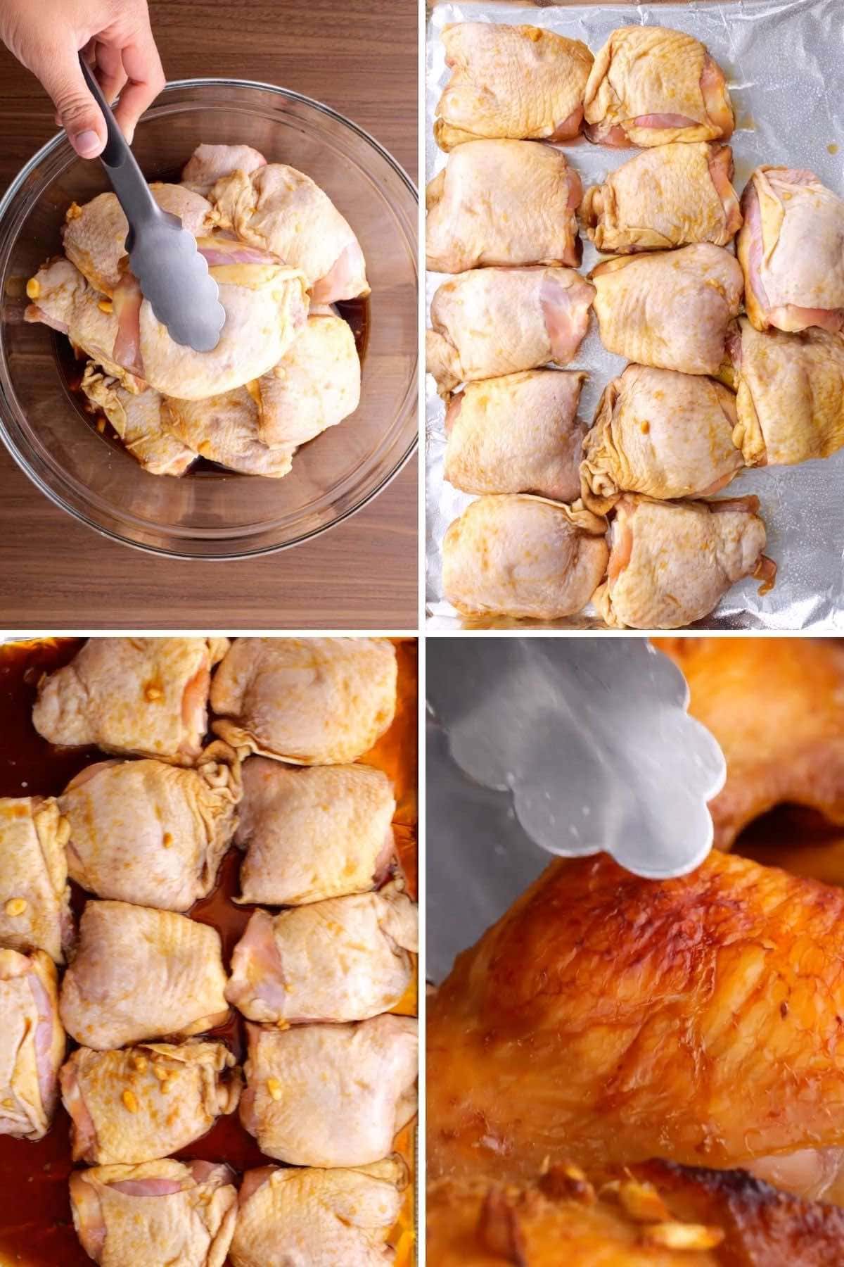 Classic Baked Teriyaki Chicken Collage of baking steps