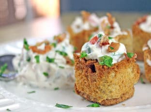 These little BLT bites are full of your favorite Bacon, Lettuce & Tomato Sandwich flavors in a small crispy bread cup. Made with cream cheese, sour cream, tomatoes, bacon and parsley, they are a fantastic holiday or football party food!