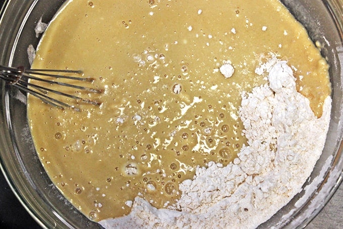 mixing batter for donuts 