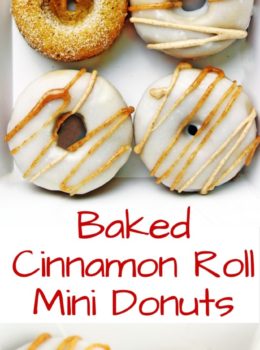 Delicious Cinnamon Roll Donuts that are baked and SO GOOD while staying healthy! Easy to make, adorable to serve and addicting to eat!