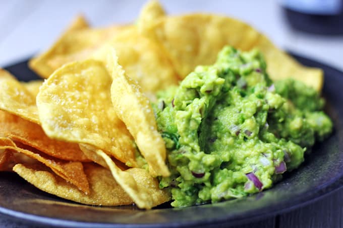  You've had the Barbacoa Beef Burrito, now you can enjoy the Chipotle Lime Chips and Guacamole that go with it! Salty Lime Tortilla Chips just like you love at Chipotle served with their authentic guacamole. You'll never want pre-made chips or dip again!