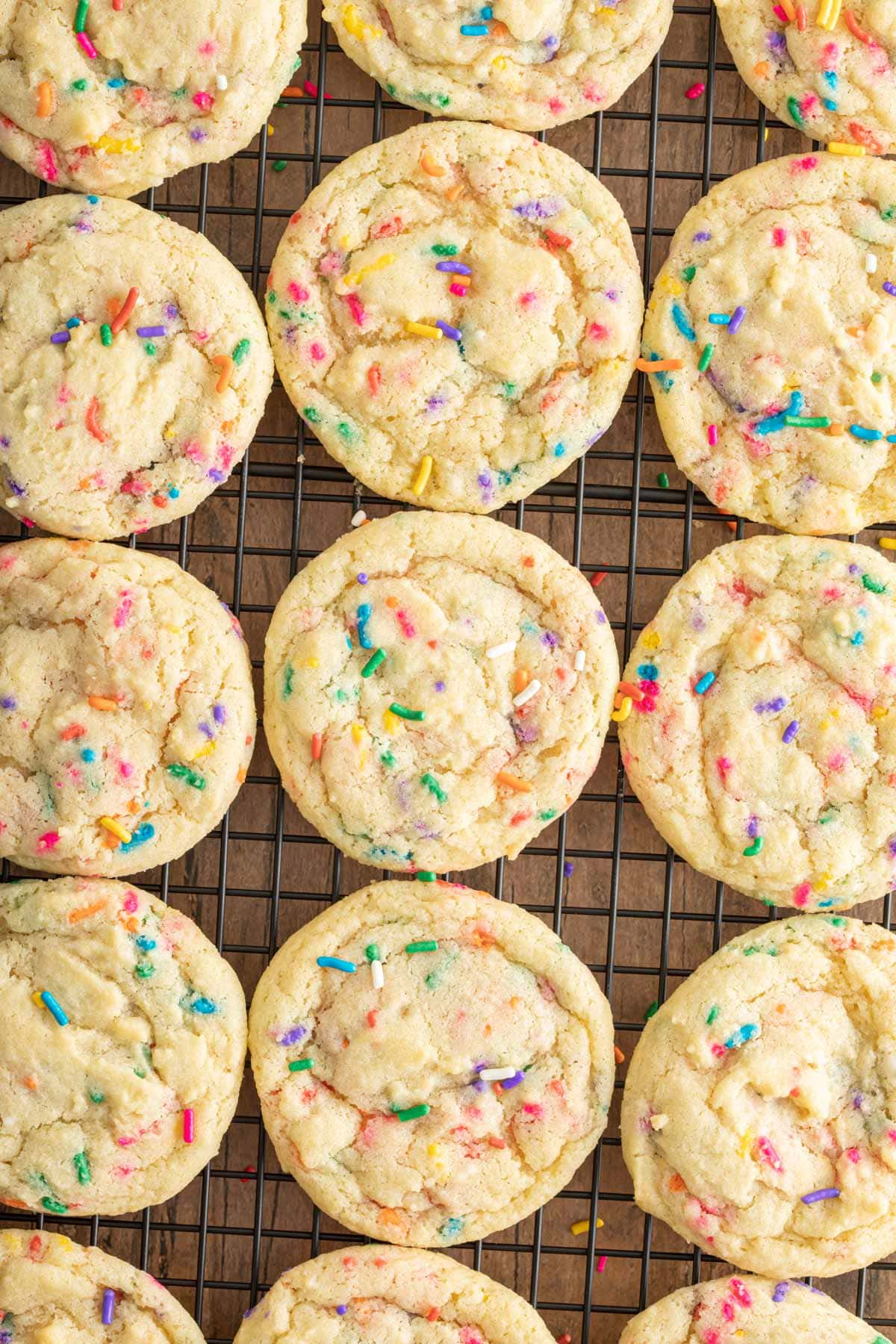 Birthday Cake Cookies on wire cooling rack