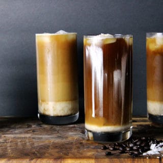 Cold brewed Sea Salt Coffee is the most amazing cold brewed coffee drink you've probably never tried. Iced Coffee sweetened slightly is topped with a whipped cream with a sprinkle of sea salt.