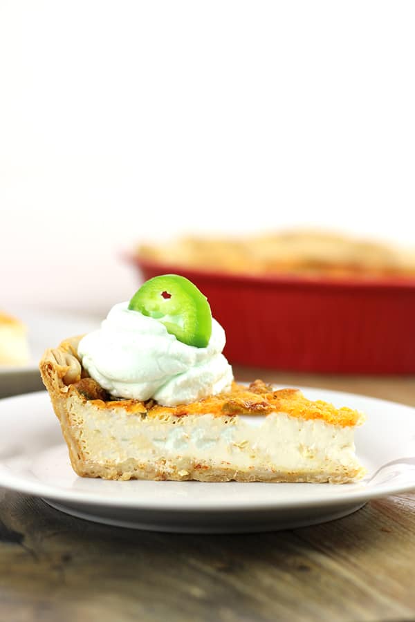 Jalapenos, Cheddar Cheese and Cream Cheese baked into a delicious pie crust. Your favorite Jalapeno Popper flavors in a quiche! 
