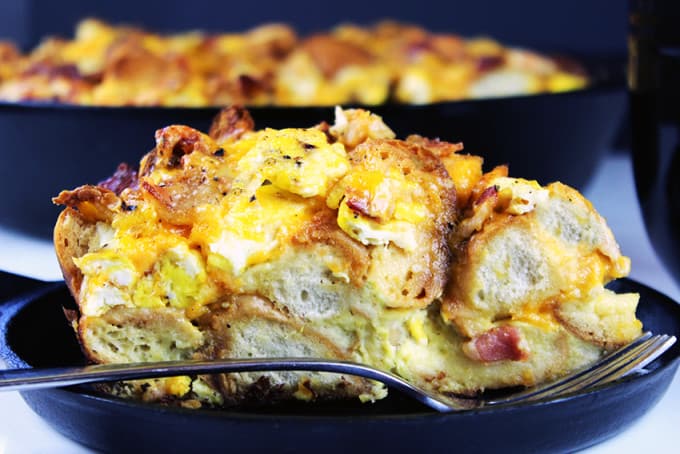  A quick and easy egg bake casserole with all the flavors and textures of a egg, bacon and cheese bagel sandwich. You can even make it ahead, the night before and just bake it off in the morning.