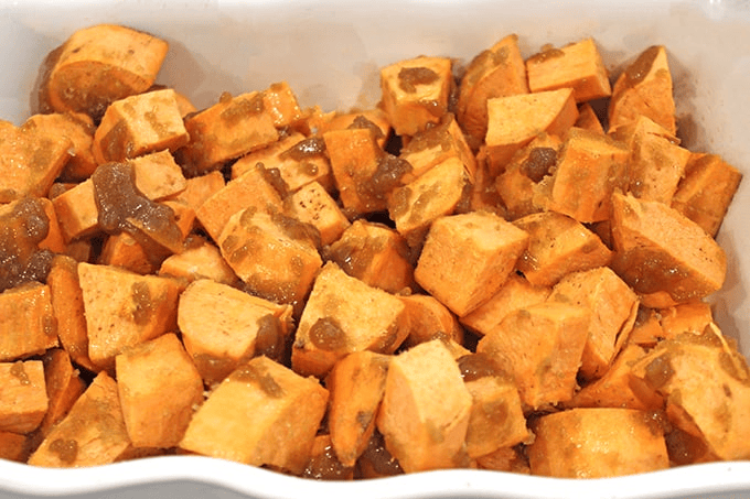 Sweet potatoes with brown sugar, butter topping