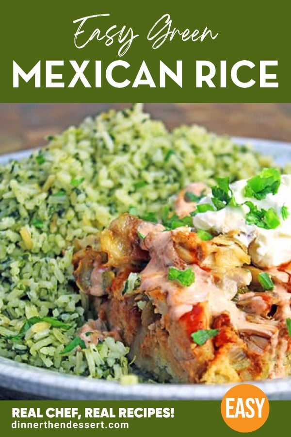 plate of rice mixed with green herbs and an entree on the side