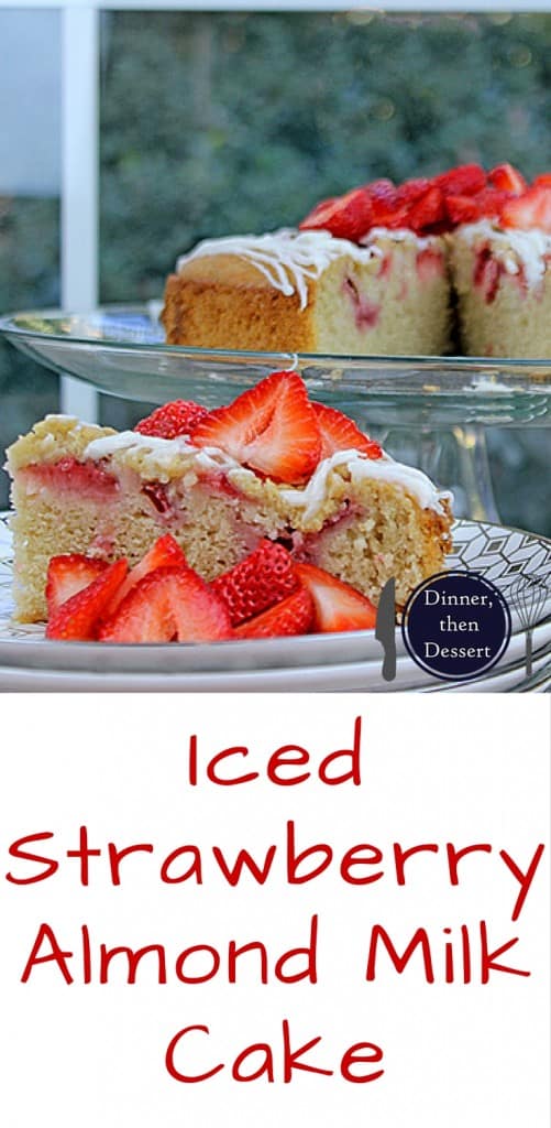 Strawberry Almond Milk Coffee Cake is a perfect option for anyone looking to avoid dairy (but was also enjoyed by a large group of people who didn't even realize it was dairy free!). Easy to make, tender crumb and delicious strawberries with crunchy almonds, this coffee cake is a perfect breakfast treat!