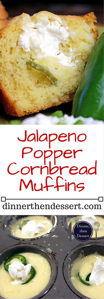 cornbread muffins filled with cream cheese and jalapenos collage