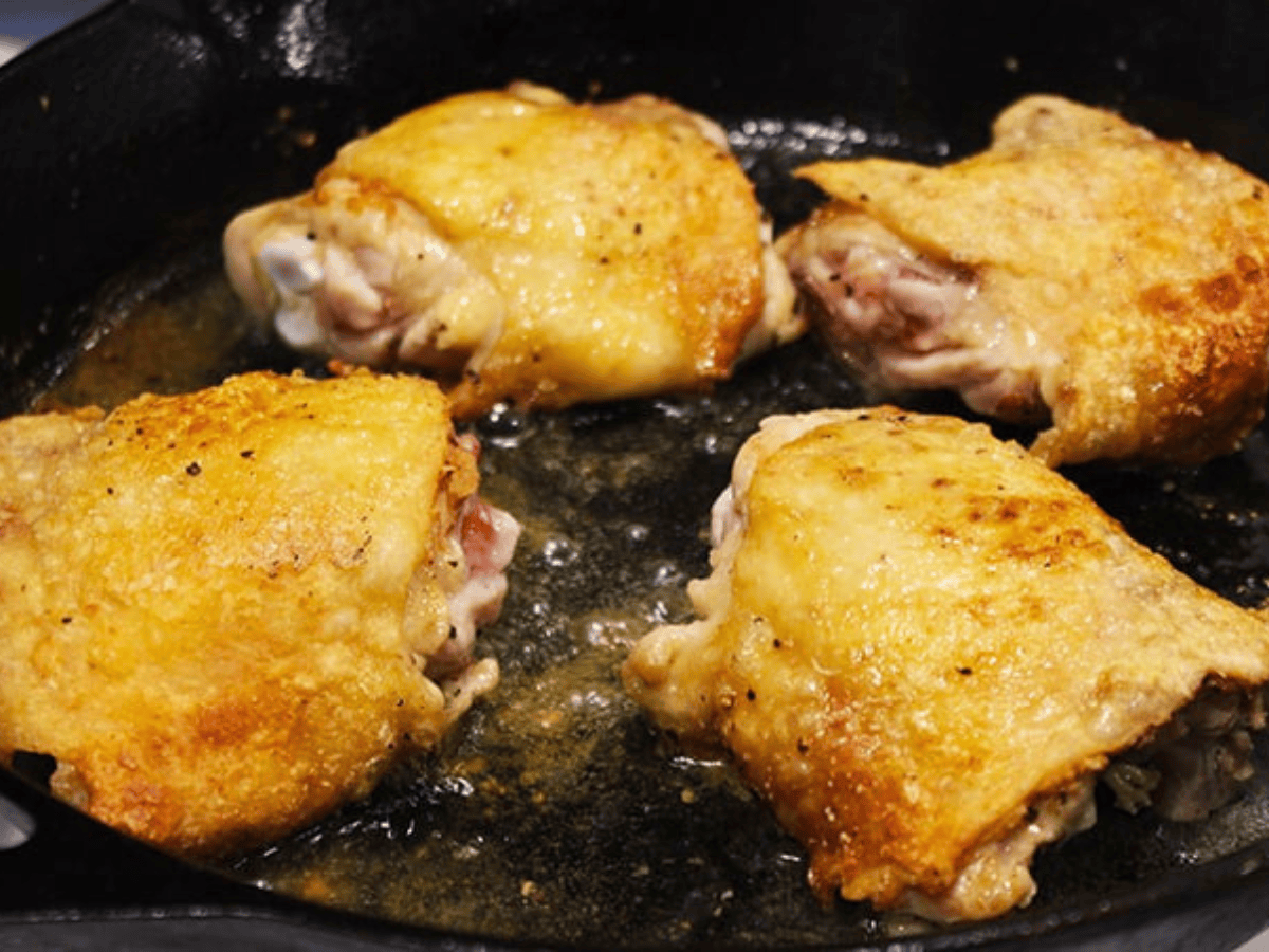 Browned chicken thighs