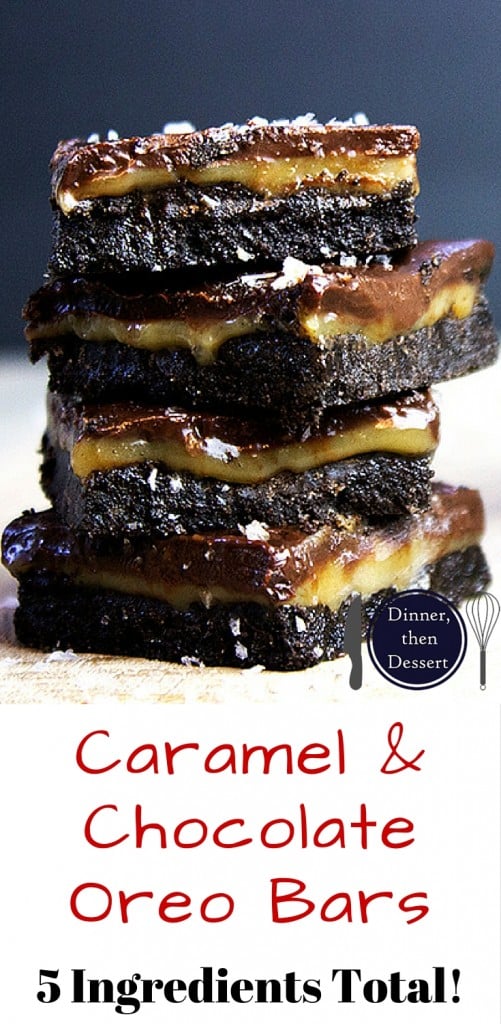 Five ingredients (ok, ok, and salt!) and about 10 minutes on the stovetop are all that stand between you and these ridiculously indulgent amazing Salted Caramel & Chocolate Oreo Bars that are no bake!