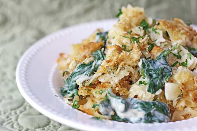 Spinach and Artichoke Dip Pasta Bake - Dinner, then Dessert