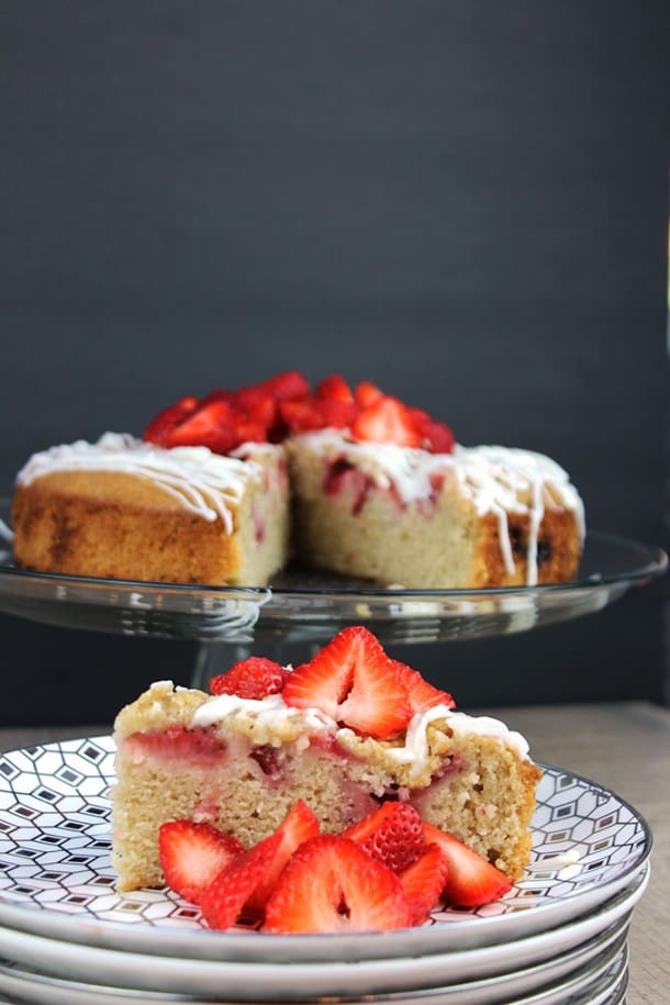 Iced Strawberry Almond Milk Cake Dinner, then Dessert