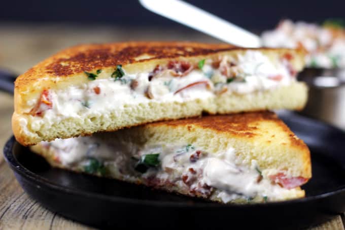 Creamy, tangy and full of bacon, this BLT Dip Grilled Cheese Sandwich will be your new favorite! An easy Round Two recipe for BLT Dip!