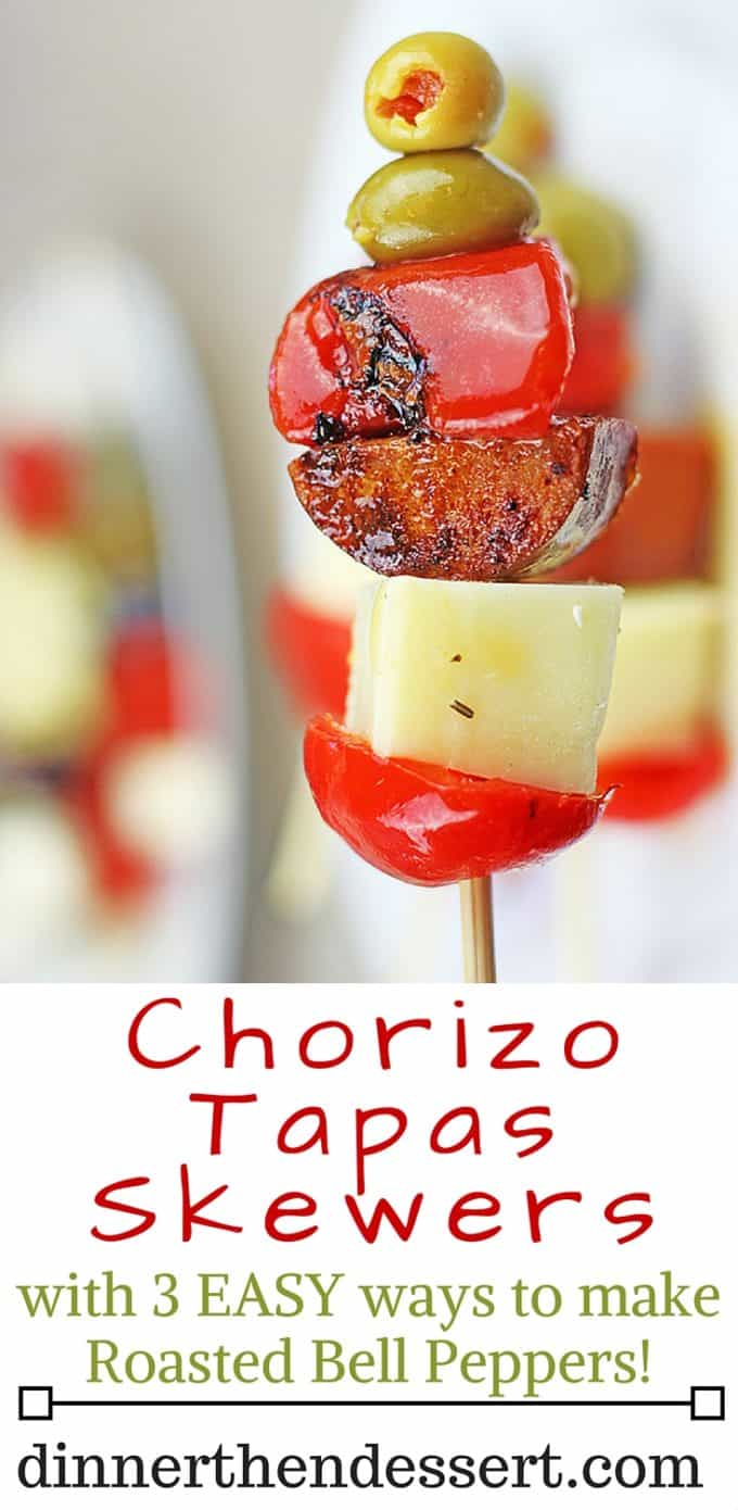 Made with peppers, Manchego cheese and stuffed olives, these skewers come together in a matter of minutes! PLUS 3 ways to Roast Bell Peppers on your grill, your stovetop or your oven!