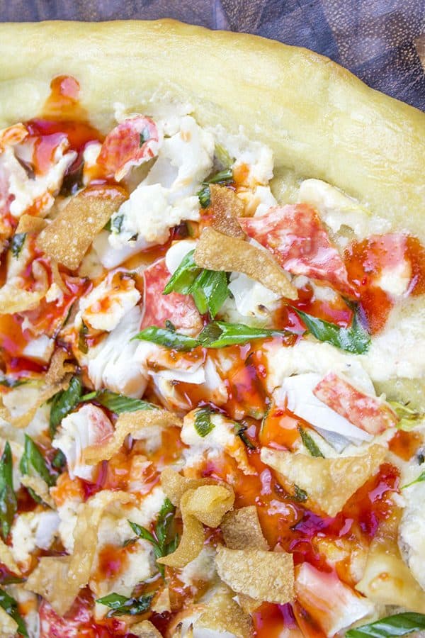 Crab Rangoon Pizza with Sweet & Sour Drizzle - Dinner, then Dessert