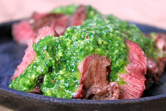 Cast Iron Ribeye Perfect With Chimichurri Sauce Dinner Then Dessert 