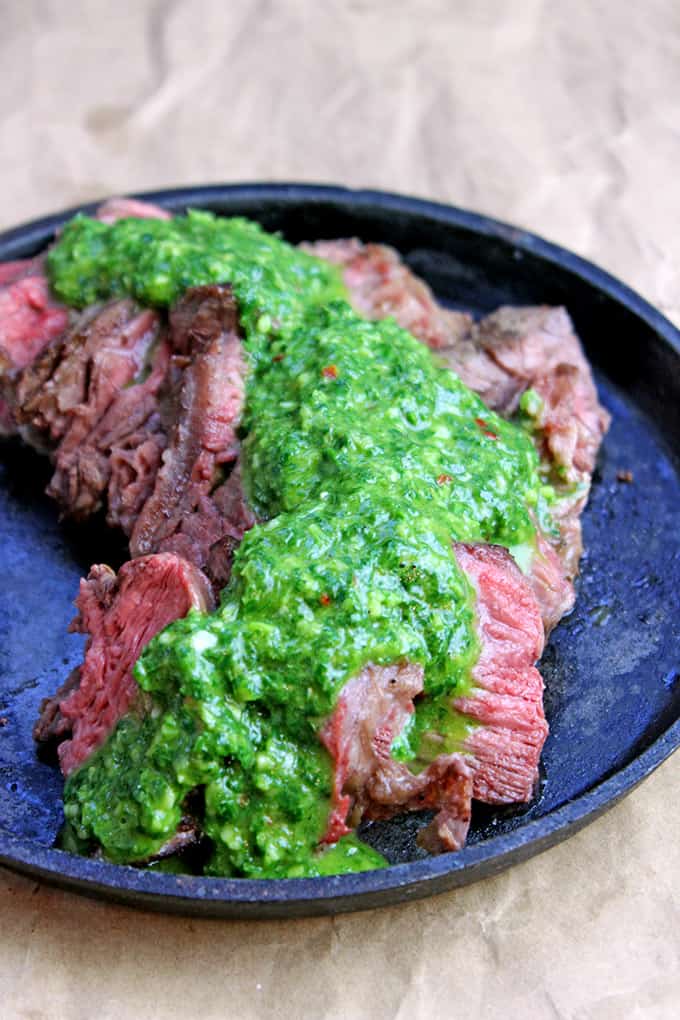 Marinated Flank Steak with Chimichurri - Girl With The Iron Cast