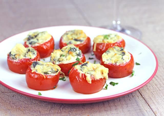 Tomato Rockefeller tomatoes on plate