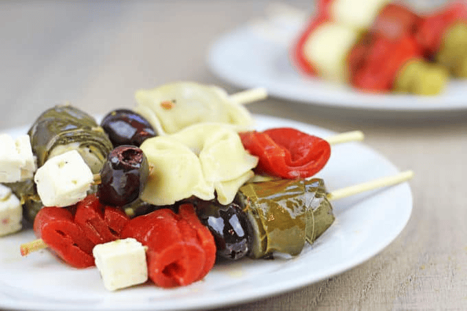 Party skewer arranged on a plate