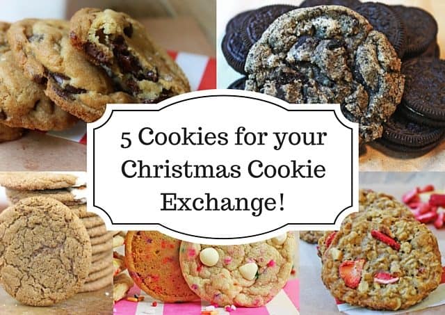 5 Epic Christmas Cookie Recipes that will leave your Cookie Exchange friends clamoring for recipes including my awesome Oreo Chunk Cookies, Legendary Jacques Torres Chocolate Chip Cookies, Award Winning Gingerbread Cookies, Strawberry White Chocolate Oatmeal Cookies and Vanilla Cake Cookies!