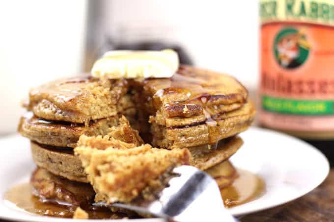 Celebrate the winter holidays with these delicious gingerbread pancakes and cinnamon syrup. Ready to eat in less than 30 minutes these are part of our family tradition and will soon be a part of yours!