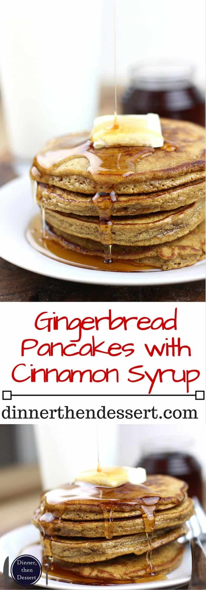 Celebrate the winter holidays with these delicious gingerbread pancakes and cinnamon syrup. Ready to eat in less than 30 minutes these are part of our family tradition and will soon be a part of yours!