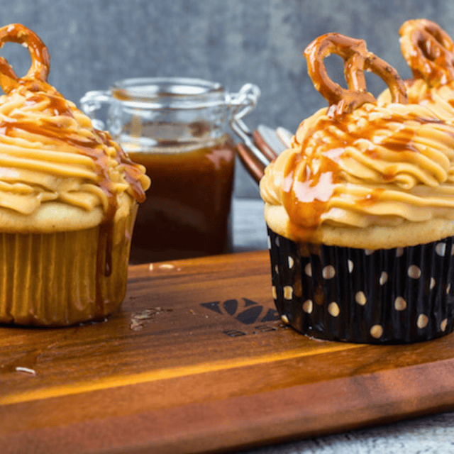 savory sweet baked treats topped with pretzels