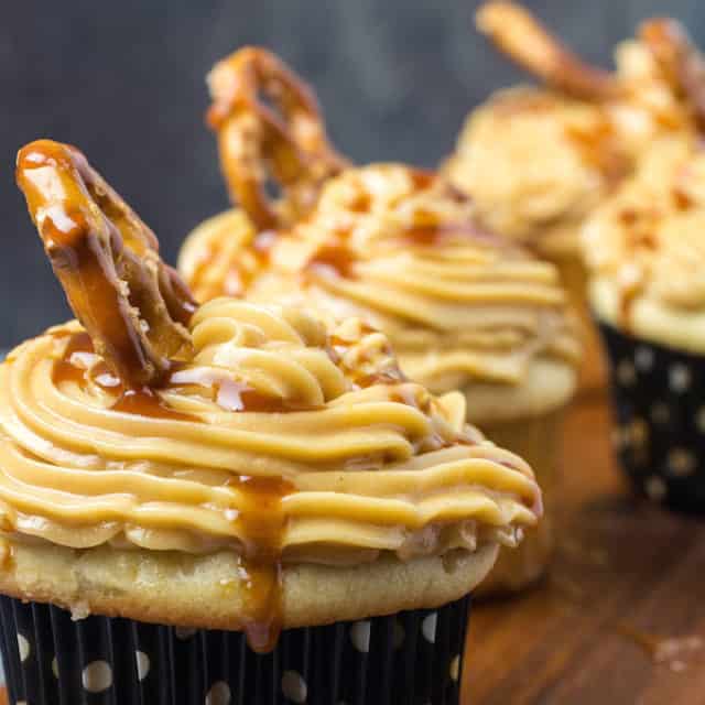Gluten Free Salted Caramel Cupcakes are definitely for you. Homemade salted caramel sauce on top of a vanilla cupcake come together to form a sweet and buttery treat. These cakes are light, fluffy, and full of flavor. Best of all? They're gluten free!