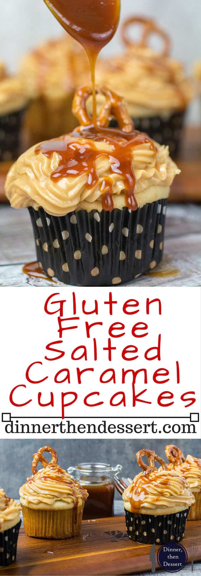 If you love the combination of sweet and salty, then these Gluten Free Salted Caramel Cupcakes are definitely for you. The decadent flavors of buttercream frosting combined with homemade salted caramel sauce on top of a vanilla cupcake come together to form a sweet and buttery treat. These cakes are light, fluffy, and full of flavor. Best of all? They're gluten free!