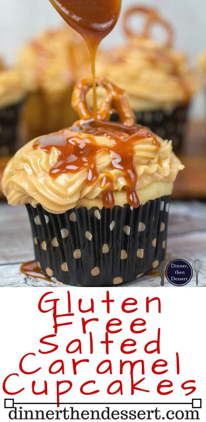 If you love the combination of sweet and salty, then these Gluten Free Salted Caramel Cupcakes are definitely for you. The decadent flavors of buttercream frosting combined with homemade salted caramel sauce on top of a vanilla cupcake come together to form a sweet and buttery treat. These cakes are light, fluffy, and full of flavor. Best of all? They're gluten free!