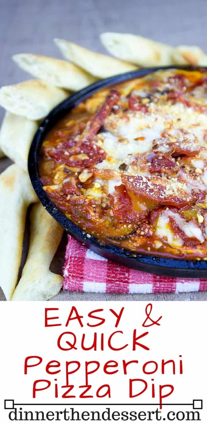 Quick and easy Pepperoni Pizza Dip, perfect for your holiday or gameday party and a crowd favorite!